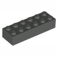 Lego kostka (kostička) 2x6, tmavě šedá (245627, 4114252, 4181136)